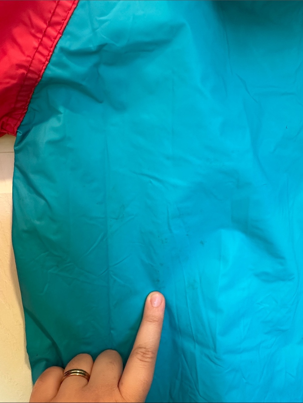 Vintage Disney Pocahontas Red & Teal Hooded Rain Jacket with Character Graphic - Picture 6 of 7